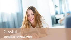  Presentation with distance learning - Colorful slides enhanced with smiling-adorable-teenage-girl backdrop and a coral colored foreground