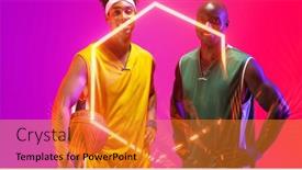  Presentation with basketball players - Slide deck with smiling-african-american-basketball-players background and a gold colored foreground