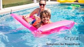  Presentation with water sun - Presentation theme featuring smiling-african-american-little-boy background and a light blue colored foreground