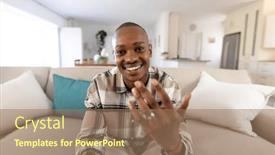  Presentation with african american wedding - Presentation design consisting of smiling-african-american-man-showing background and a coral colored foreground
