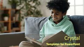  Presentation with american literature - Presentation theme enhanced with smiling-african-american-schoolboy background and a tawny brown colored foreground