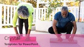  Presentation with retirement garden - Presentation consisting of smiling-african-american-senior-couple background and a coral colored foreground