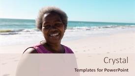  Presentation with retirement - Presentation theme with smiling-african-american-senior-woman background and a lemonade colored foreground