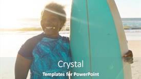  Presentation with water sports - Slides with smiling-african-american-senior-woman background and a teal colored foreground