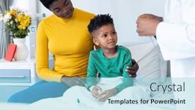  Presentation with african american patient - Slide set with smiling-african-american-son-patient background and a arctic colored foreground