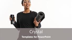  Presentation with bottle water - Presentation design featuring smiling-african-american-woman-posing background and a gray colored foreground