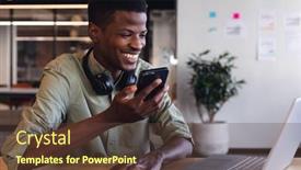  Presentation with african american business - Presentation design consisting of smiling-african-american-young-businessman background and a tawny brown colored foreground