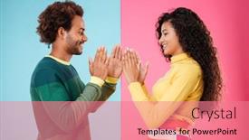  Presentation with american - Colorful PPT layouts enhanced with smiling-african-american-young-couple backdrop and a coral colored foreground