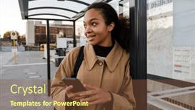  Presentation with bus station - Theme featuring smiling-african-girl-dressed background and a tawny brown colored foreground