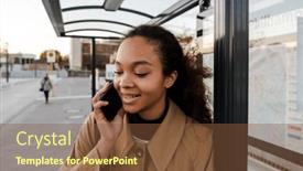  Presentation with bus station - PPT layouts enhanced with smiling-african-girl-dressed background and a tawny brown colored foreground