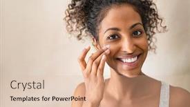  Presentation with black girl - Audience pleasing PPT theme consisting of smiling-african-girl-with-applying backdrop and a lemonade colored foreground