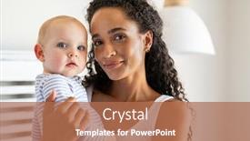  Presentation with babysitter - Colorful presentation theme enhanced with smiling-african-mother-holding-adopted backdrop and a coral colored foreground