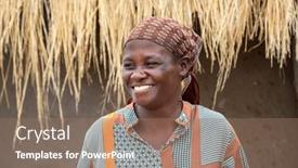  Presentation with next - Presentation theme with smiling-african-woman-standing-next background and a coral colored foreground