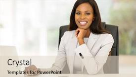  Presentation with american universities - Presentation design enhanced with smiling afro american businesswoman working background and a lemonade colored foreground