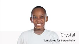  Presentation with afro - Presentation theme with smiling-afro-child-looking background and a light gray colored foreground