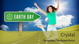  Presentation with horizon - Beautiful slide set featuring smiling against road leading backdrop and a gold colored foreground