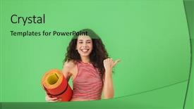  Presentation with healthy - Audience pleasing presentation consisting of smiling and carrying yoga mat backdrop and a seafoam green colored foreground