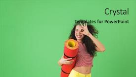  Presentation with happy smiling woman dental health - Amazing presentation theme having smiling and carrying yoga mat backdrop and a seafoam green colored foreground