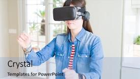  Presentation with video games playing - Beautiful slide set featuring smiling and concentrated playing video backdrop and a light blue colored foreground