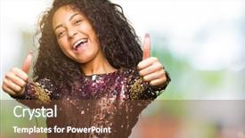  Presentation with hair dress - Slide deck enhanced with smiling and happy for success background and a tawny brown colored foreground