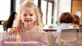  Presentation with young - Beautiful PPT layouts featuring smiling and holding an apple backdrop and a coral colored foreground