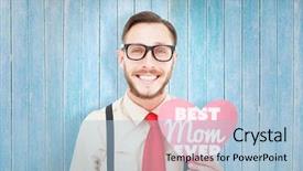  Presentation with heart - PPT theme enhanced with smiling and holding heart card background and a light blue colored foreground