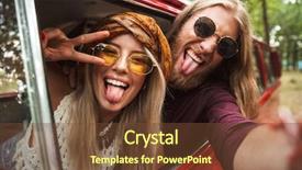  Presentation with driving - Slides featuring smiling and showing peace sign background and a tawny brown colored foreground