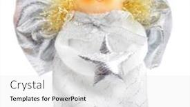 Presentation with christmas angel - Beautiful theme featuring smiling angel with wings christmas toy for fir-tree decoration backdrop and a white colored foreground