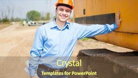  Presentation with excavator - Audience pleasing PPT theme consisting of candy - strawberry cheesecake served with fruit backdrop and a tawny brown colored foreground