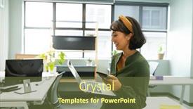  Presentation with business communication - Presentation featuring smiling-asian-female-architect background and a tawny brown colored foreground