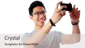  Presentation with asian nurse helps a man - Amazing presentation having smiling asian man taking photo backdrop and a lemonade colored foreground