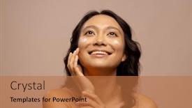  Presentation with dark skin - Theme featuring smiling-asian-woman-with-dark and a coral colored foreground