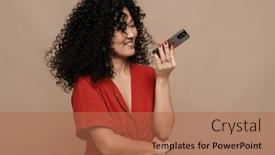  Presentation with recording studio - Theme having smiling-asian-woman-with-long background and a coral colored foreground