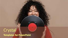  Presentation with vinyl - Presentation featuring smiling-asian-woman-with-long background and a tawny brown colored foreground