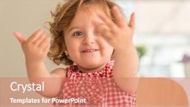  Presentation with attention - Slide deck having smiling asking for hold want background and a coral colored foreground