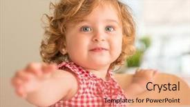  Presentation with attention - Cool new theme with smiling asking for hold want backdrop and a coral colored foreground