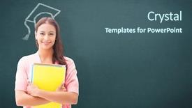  Presentation with teal - PPT layouts having smiling at camera against teal background and a ocean colored foreground