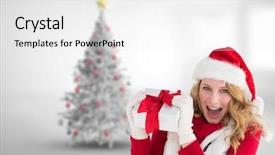  Presentation with smiling kids at summer camp - PPT theme having smiling at camera holding gift background and a  colored foreground