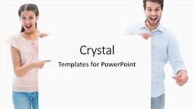  Presentation with camera - Amazing PPT theme having smiling at camera holding poster backdrop and a white colored foreground