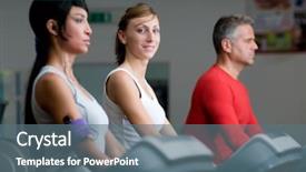  Presentation with treadmill - Slide deck having smiling at camera while walking background and a  colored foreground