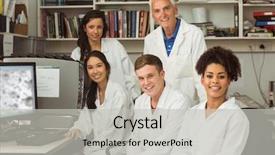  Presentation with professor - PPT theme featuring smiling at camera with professor background and a  colored foreground