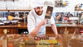  Presentation with cook chef - PPT theme with smiling attractive chef cook background and a red colored foreground