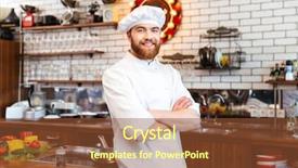  Presentation with cook chef - Slide deck having smiling attractive chef cook background and a tawny brown colored foreground