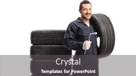  Presentation with auto - Presentation enhanced with smiling-auto-mechanic-man-holding background and a  colored foreground