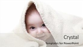  Presentation with baby shower - Colorful PPT layouts enhanced with smiling baby boy after shower backdrop and a light gray colored foreground