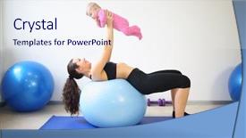  Presentation with gym ball - Beautiful theme featuring smiling baby in the gym backdrop and a sky blue colored foreground