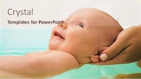  Presentation with mother baby - PPT theme having smiling-baby-is-bathing background and a lemonade colored foreground