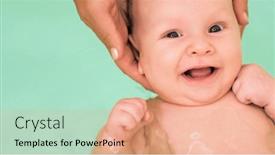  Presentation with mother baby - Slide deck with smiling-baby-is-bathing and a  colored foreground