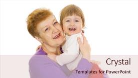  Presentation with grandma - PPT layouts featuring smiling baby with her grandma isolated background and a lemonade colored foreground