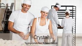  Presentation with dough - Cool new presentation theme with smiling baker's making dough together in bakery backdrop and a mint green colored foreground